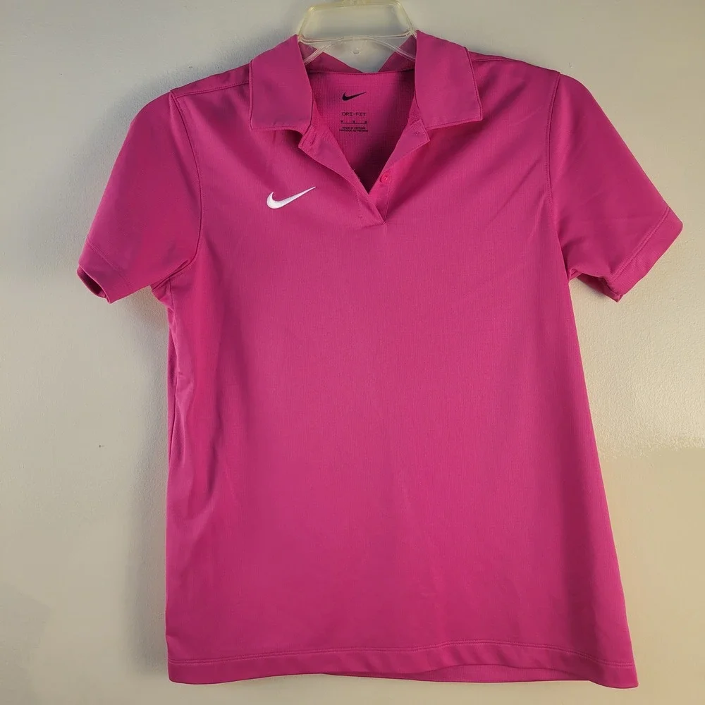 Nike Dri-FIT Victory Womens Pink Short Sleeve Golf Polo Shirt Size M